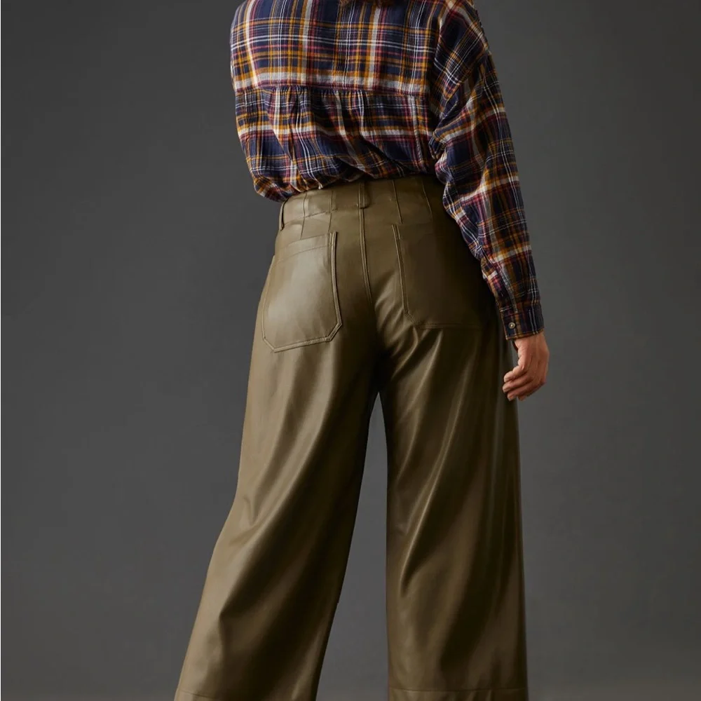 Anthropologie Maeve The Colette Olive Green Wide-Leg Pants size 23 - Picture 9 of 14